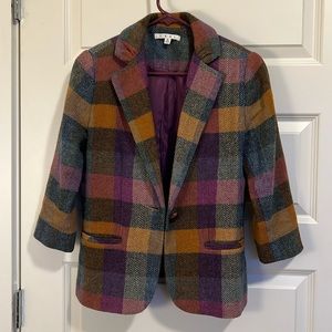 CABi plaid wood blend blazer size 2.